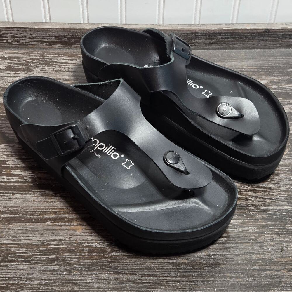 Birkenstock Papillo Gizah Women's Black Leather Platform Sandal Size 40